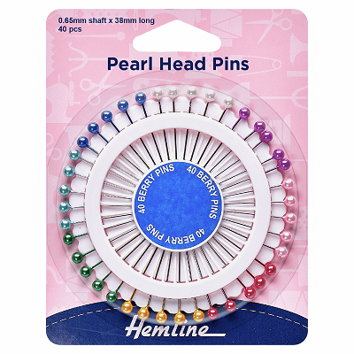 H669 Assorted Pearl Heads Pins: Nickel - 38mm, 40pcs 